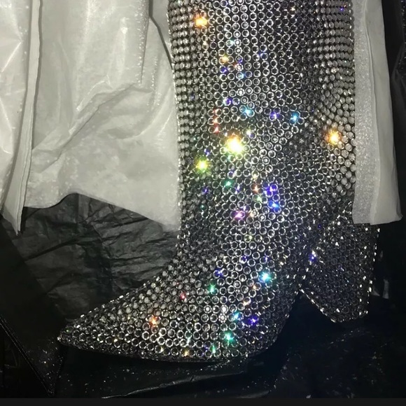 SAINT LAURENT NIKI Crystal Swarovski Slouch Boots - Picture 10 of 13